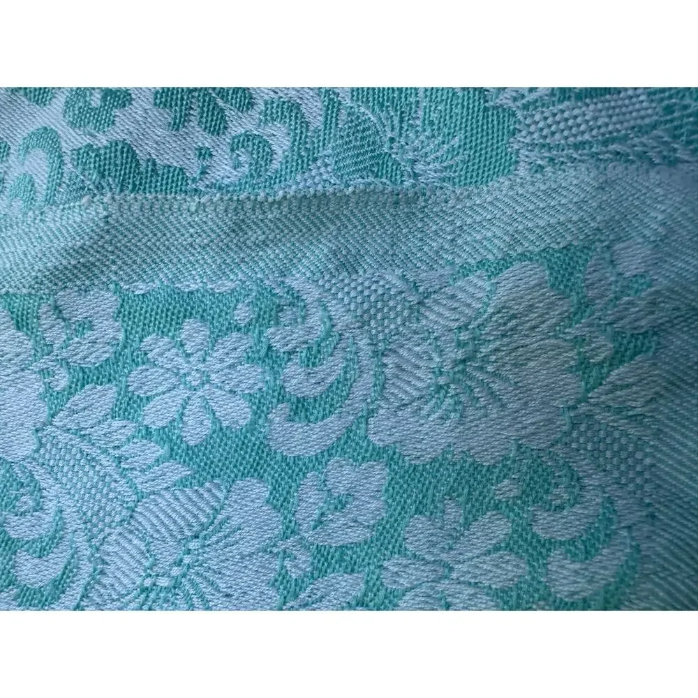 Vintage damask throw blanket floral jacquard woven Gangi blue jacquard teal
